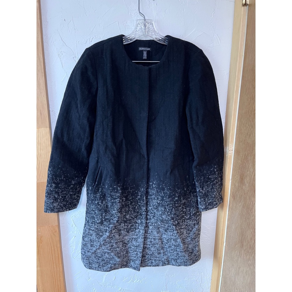 Eileen Fisher‎ Black Gray Ombre Wool Blend Coatigan XS TP Jacket